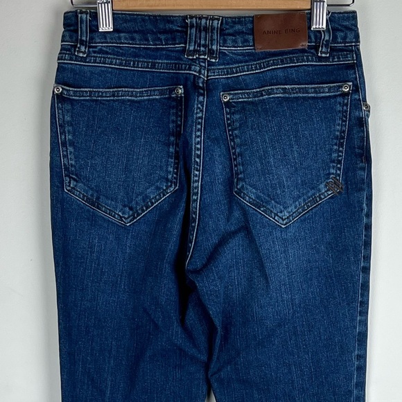 Anine Bing Exposed Button Fly Ankle Lightly Distressed Straight Leg Jeans 27 - Picture 9 of 13